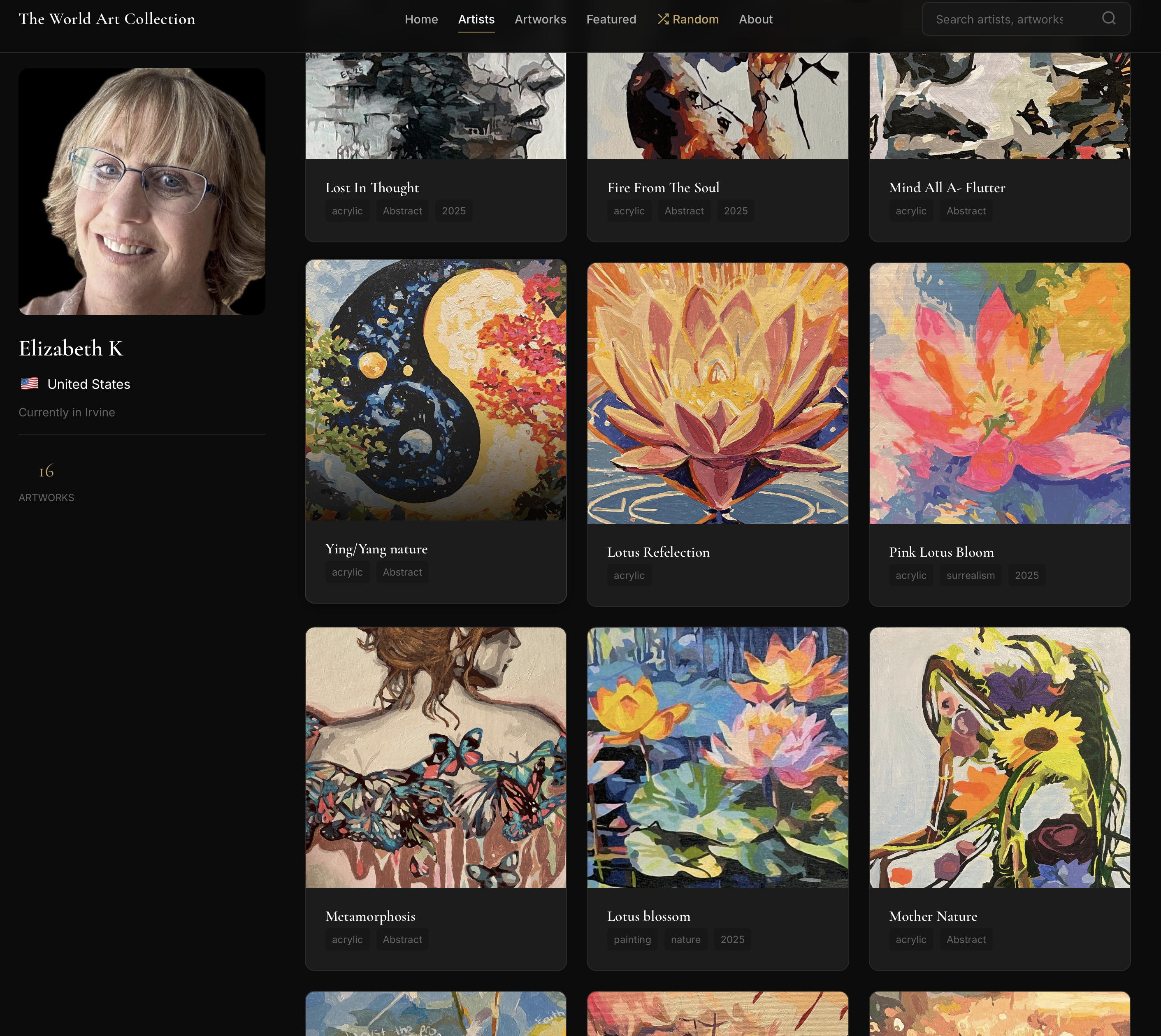 world art collection elizabeth page